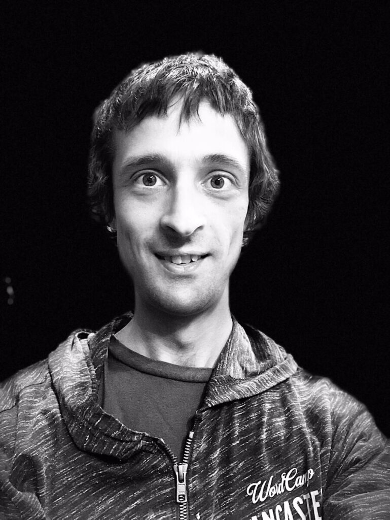 Austin in 2022, a black and white portrait