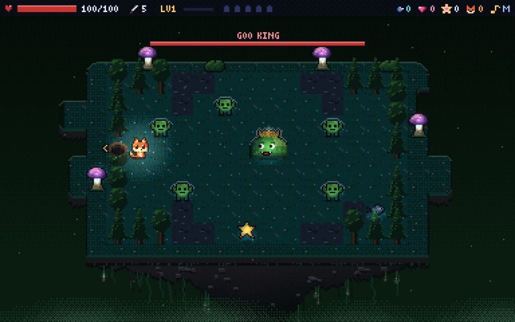 The Goo King boss fight in the mossy Goo Grotto