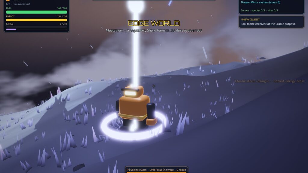 Star Circuit: a Storm Kite calling lightning down on a robot on the stormy edge world Maelstrom