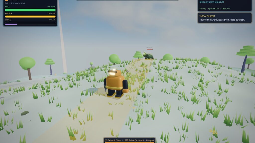 Star Circuit: a Thornback painting a charge lane across a green world