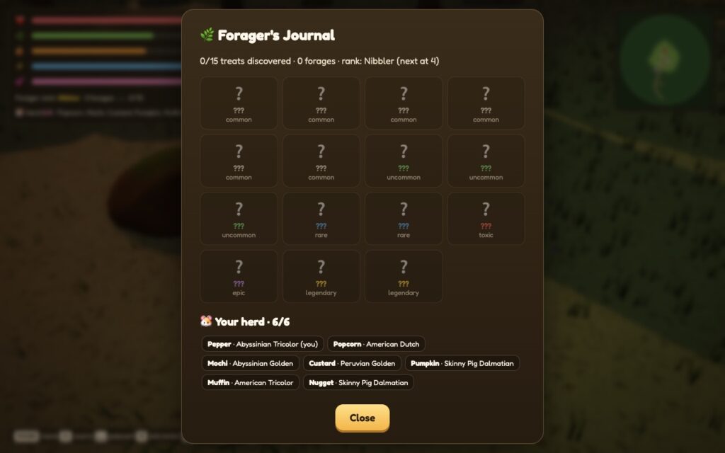 The forager's journal: 15 treats to discover from common to legendary, and the guinea pigs in your herd