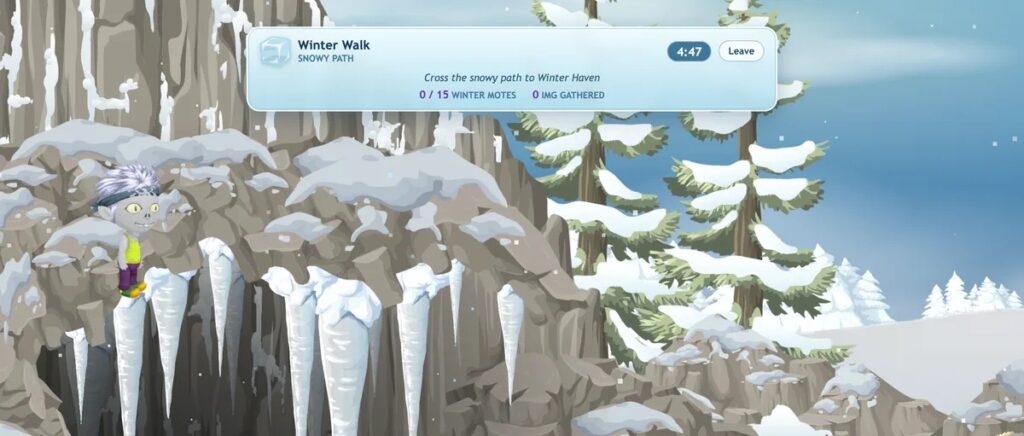 Winter Walk: snowy cliffs and icicles